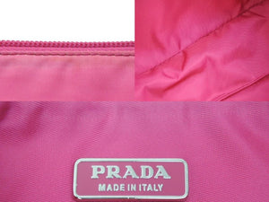 PRADA プラダ ハンドバッグ ポーチ ピンク ナイロン シルバー金具 レディース 美品 中古 39317