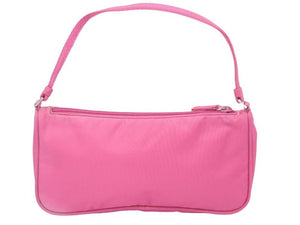 PRADA プラダ ハンドバッグ ポーチ ピンク ナイロン シルバー金具 レディース 美品 中古 39317
