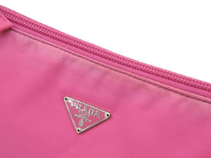 PRADA プラダ ハンドバッグ ポーチ ピンク ナイロン シルバー金具 レディース 美品 中古 39317