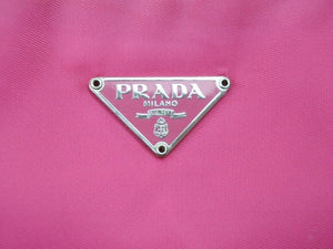 PRADA プラダ ハンドバッグ ポーチ ピンク ナイロン シルバー金具 レディース 美品 中古 39317