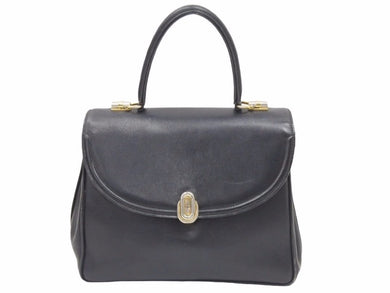 GUCCI オールドグッチ ハンドバッグ GG柄 26‐000‐0012 ブラック ゴールド レザー ヴィンテージ レディース 中古 39374