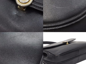 GUCCI オールドグッチ ハンドバッグ GG柄 26‐000‐0012 ブラック ゴールド レザー ヴィンテージ レディース 中古 39374