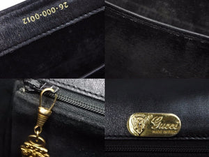GUCCI オールドグッチ ハンドバッグ GG柄 26‐000‐0012 ブラック ゴールド レザー ヴィンテージ レディース 中古 39374