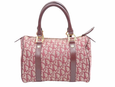 Christian Dior クリスチャンディオール トロッターボストンバッグ ボルドー ワインレッド ゴールド金具 レディース 中古 N39470