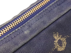 PRADA プラダ ポーチ キャンパス ミニポーチ ゴールド金具 ブルー ストライプ 中古 39484