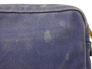 PRADA プラダ ポーチ キャンパス ミニポーチ ゴールド金具 ブルー ストライプ 中古 39484
