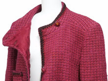 Load image into Gallery viewer, CHANEL シャネル ツイードジャケット ピンク ワインレッド ココマーク P18110V10358 レディース サイズ44 中古 N39575