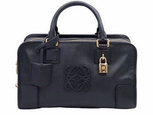 Load image into Gallery viewer, 極美品 ロエベ LOEWE アマソナ28 レザー ブラック 黒 ゴールド金具 レザー ハンドバッグ 中古 39604