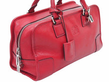 Load image into Gallery viewer, ロエベ LOEWE アマソナ28 レザー ハンドバッグ レッド 赤系 051112 カデナ クロシェット付き 良品 中古 39611