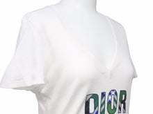 画像をギャラリービューアに読み込む, Christian Dior クリスチャンディオール Tシャツ 04年 Vネック チェック柄 DIOR DOLLS ホワイト コットン レディース 中古 39689