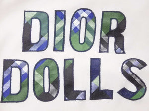 Christian Dior クリスチャンディオール Tシャツ 04年 Vネック チェック柄 DIOR DOLLS ホワイト コットン レディース 中古 39689