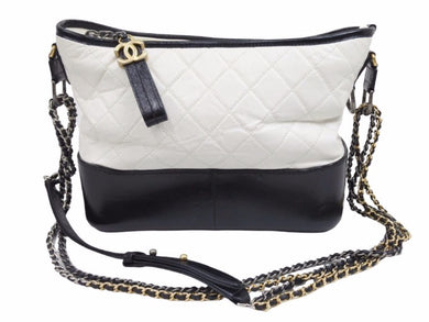 CHANEL シャネル ガブリエル ドゥ ホーボー チェインショルダーバッグ 24番台 ブラック ホワイト レディース 中古 39710