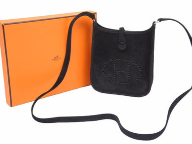 HERMES エルメス エブリンTPMドブリス ブラック ショルダーバッグ □H刻印 スエード 黒 美品 中古 39727
