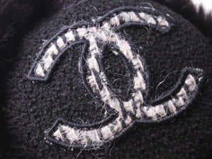 CHANEL シャネル イヤーマフ ブラック 黒 ココマーク ロゴ カシミヤ 耳あて ツイード 小物 レディース 中古 39761