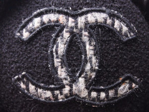CHANEL シャネル イヤーマフ ブラック 黒 ココマーク ロゴ カシミヤ 耳あて ツイード 小物 レディース 中古 39761