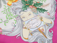 画像をギャラリービューアに読み込む, GUCCI グッチ 美品 スカーフ シルク 総柄 花×女性柄 ピンク マルチカラー ユニセックス 39805