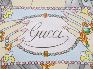 GUCCI グッチ 美品 スカーフ シルク 総柄 花×女性柄 ピンク マルチカラー ユニセックス 39805