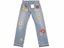 Load image into Gallery viewer, 世界20本 READYMADE×MURAKAMI TAKASHI レディメイド×村上隆 フラワーパッチデニムパンツ RE-CO-BL-TK-00-03 メンズ 未使用 N39826
