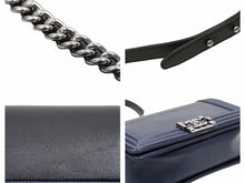 Load image into Gallery viewer, CHANEL シャネル ボーイシャネル ショルダーバッグ ネイビー ブラック バイカラー シルバー金具 21番台 2WAY レディース 良好 39837