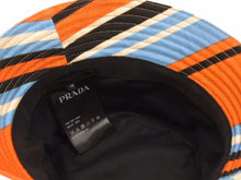 画像をギャラリービューアに読み込む, PRADA プラダ 美品 プリントドリルハット バケットハット ストライプ トライアングルロゴ コットン サイズM 美品 ユニセックス 39897