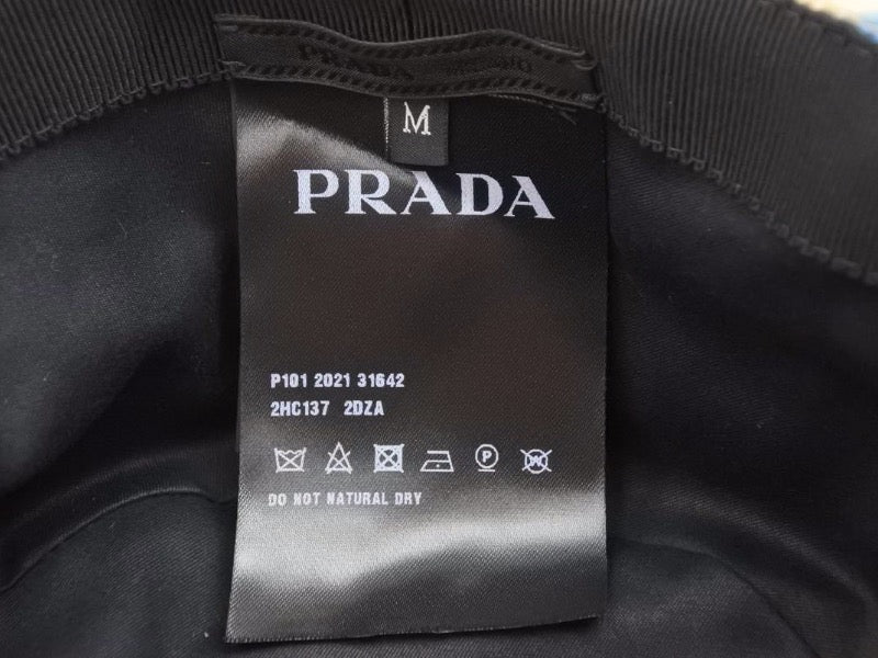 PRADA プラダ 美品 プリントドリルハット バケットハット