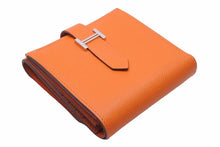 画像をギャラリービューアに読み込む, HERMES エルメス ベアン レクトベルソ 二つ折り財布 オレンジ レディース 女性 レザー エプソン 美品 中古 39944
