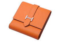 画像をギャラリービューアに読み込む, HERMES エルメス ベアン レクトベルソ 二つ折り財布 オレンジ レディース 女性 レザー エプソン 美品 中古 39944