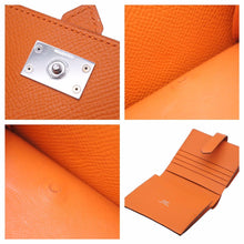 画像をギャラリービューアに読み込む, HERMES エルメス ベアン レクトベルソ 二つ折り財布 オレンジ レディース 女性 レザー エプソン 美品 中古 39944