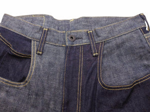 KAPITAL キャピタル MOTTAINAI デニムパンツ ツートン レア エコ 牛乳パックラベル ブルー イエロー メンズ 美品 39954 正規品