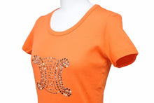 Load image into Gallery viewer, セリーヌ 美品 Tシャツ 半袖 カットソー コットン トリオンフ トップス スタッズ オレンジ レディース サイズS 39956