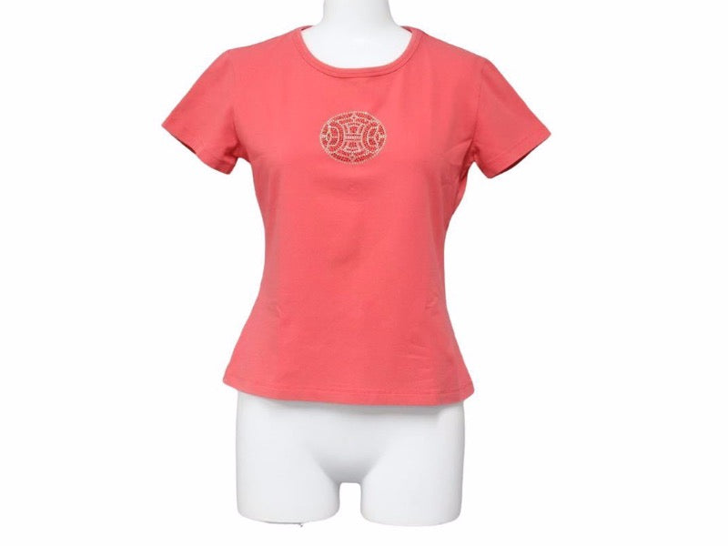 CELINE セリーヌ ライトストーン トリオンフ Tシャツ カットソー コットン トップス レッド レディース サイズM 中古 39957