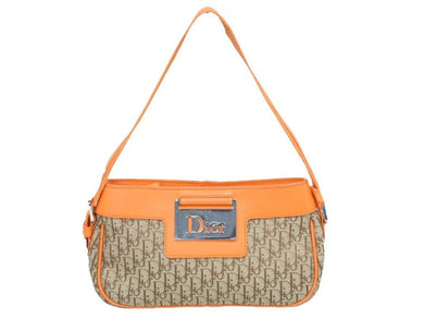 Christian Dior クリスチャン ディオール トロッター ミニ ハンドバッグ オレンジ ベージュ CM 1005 レディース 中古 40000
