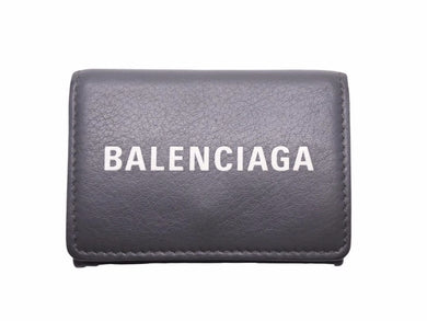 BALENCIAGA バレンシアガ エブリデイ ミニウォレット 三つ折り財布 516402 ロゴ コンパクト レザー メンズ 中古 40049 正規品