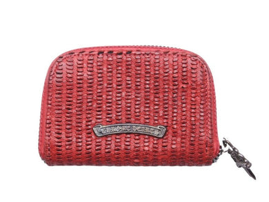 CHROME HEARTS クロムハーツ コインケース ジップウォレット財布 レッド 良好 中古 40079