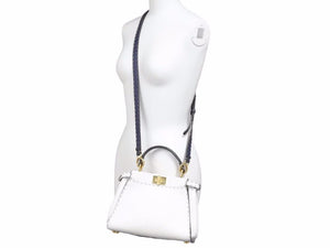FENDI フェンディ ピーカブー アイコニックスモール _セレリア バッグ バイカラー 白×ネイビー 8BN244 E1C 極美品 中古 40095