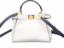 Load image into Gallery viewer, FENDI フェンディ ピーカブー アイコニックスモール _セレリア バッグ バイカラー 白×ネイビー 8BN244 E1C 極美品 中古 40095