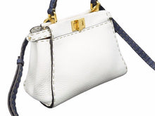 Load image into Gallery viewer, FENDI フェンディ ピーカブー アイコニックスモール _セレリア バッグ バイカラー 白×ネイビー 8BN244 E1C 極美品 中古 40095