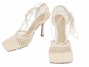 定価12万 BOTTEGAVENETA ボッテガヴェネタ トワールストレッチ サンダル ホワイト 651388VBSD39213 レディース サイズ37 N40096
