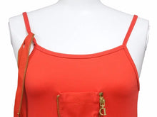 Load image into Gallery viewer, Christian Dior クリスチャンディオール ワンピース キャミソール 水着 6 ジップ レッド ゴールド サイズ12A レディース 中古 40102