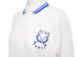Christian Dior クリスチャンディオール ポロシャツ ロゴ パリス ヴィンテージ ホワイト ブルー 中古 40105