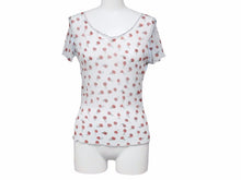 Load image into Gallery viewer, CHANEL シャネル 半袖Tシャツ レーストップス 99S シースルー ココマーク ロゴ 総柄 リンゴ レディース 中古 40106