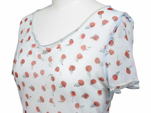 CHANEL シャネル 半袖Tシャツ レーストップス 99S シースルー ココマーク ロゴ 総柄 リンゴ レディース 中古 40106