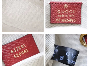 Gucci グッチ ドラエモン コラボ ミニバケットバッグ GGスプリームキャンバス 647801 2T0AG ワインレッド ブラウン 美品 40169
