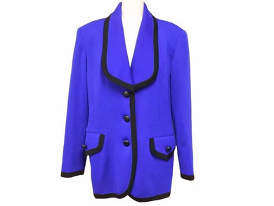 YVES SAINT LAURENT イヴサンローラン テーラードジャケット ブルー ブラック ニット素材 ST35A825 Mサイズ 美品 40220 正規品