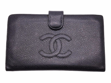 CHANEL シャネル ヴィンテージ 長財布 キャビアスキン ココマーク 11番台 ブラック 40283