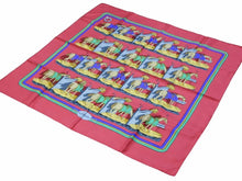 Load image into Gallery viewer, HERMES エルメス スカーフ カレ90 ecuries 馬 馬小屋 レッド マルチカラー 美品 40285