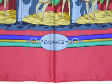 Load image into Gallery viewer, HERMES エルメス スカーフ カレ90 ecuries 馬 馬小屋 レッド マルチカラー 美品 40285
