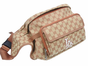 極美品 GUCCI グッチ ウエストポーチ LAエンジェルス コラボ 536842 ベージュ 2way GGキャンバス リュック ユニセックス 40412 正規品
