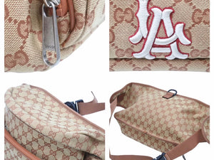 極美品 GUCCI グッチ ウエストポーチ LAエンジェルス コラボ 536842 ベージュ 2way GGキャンバス リュック ユニセックス 40412 正規品