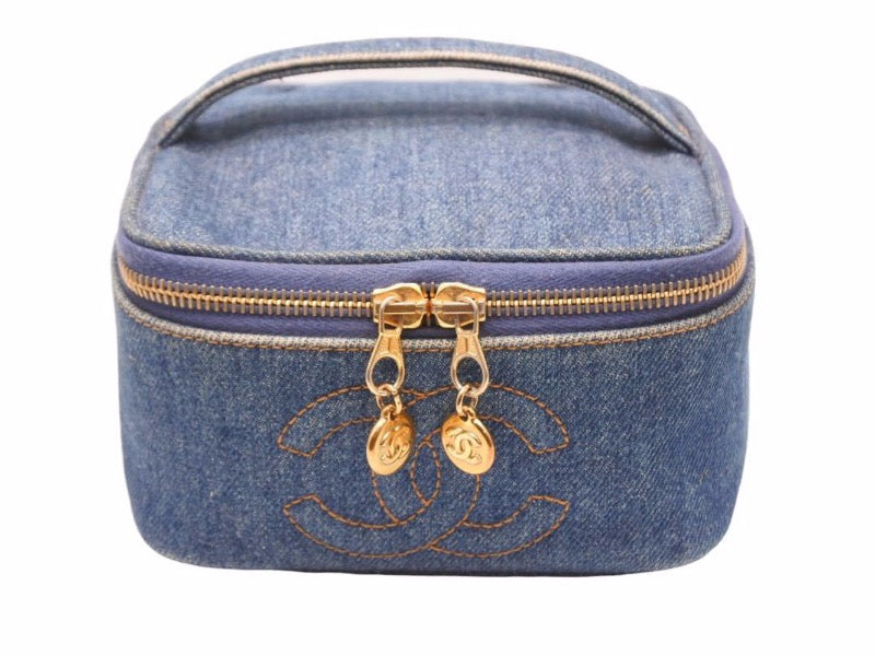 シャネル CHANEL バニティバッグ デニム ネイビー レディース ゴールド金具 バッグ 良品 中古 40460